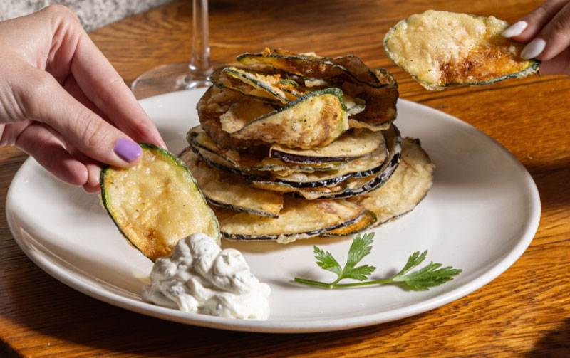 thinly sliced zucchini and eggplant chips