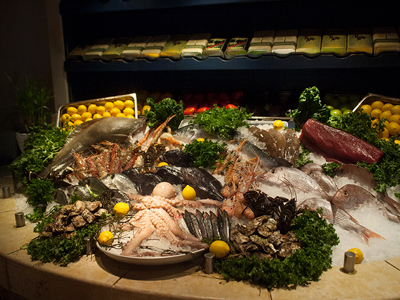 fresh seafood on display