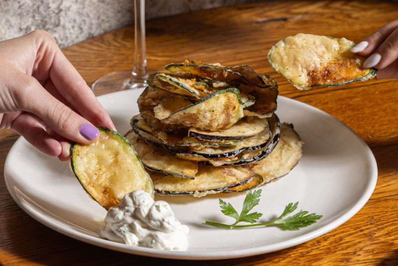 thinly sliced zucchini and eggplant chips